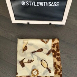 Echo 100% Silk Square Scarf Fashion Motif & Animal Print Cream + Brown Sz OS